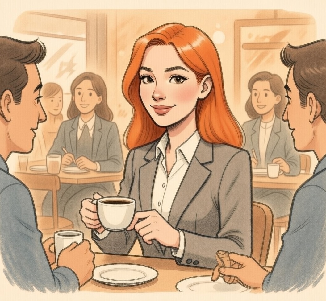 Laia tomando café